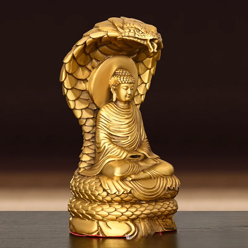 Brass Sakyamuni, Serpent Protecting Buddha, Sitting Serpent Sakyamuni