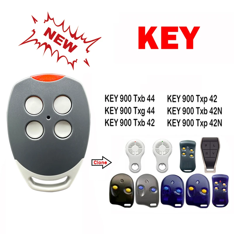 

100% Clone KEY 900 Txb Txp Txg 42 42N 44 Garage Door Remote Control Duplicator 433MHz Fixed Code For Garage Gate Transmitter