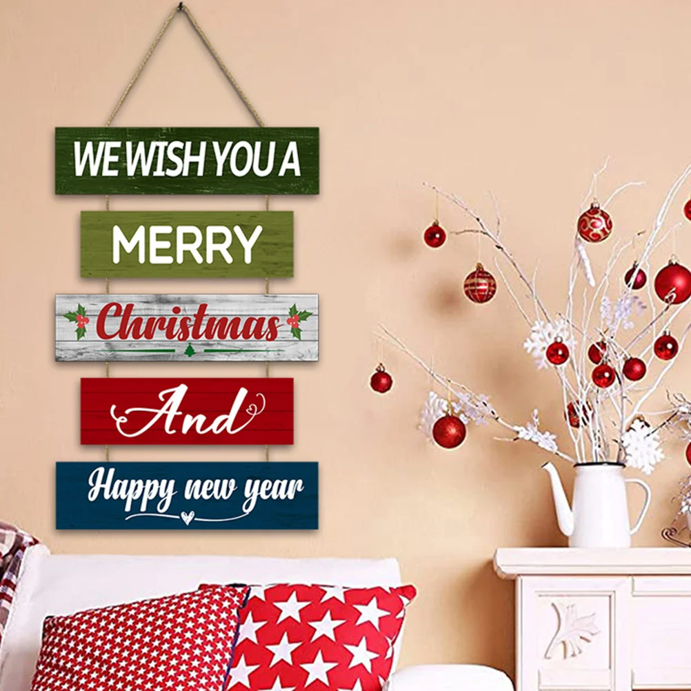 

Merry Christmas Wood Pendant New Year Hanging Plaque Wood Sign Door Wall Decoration Xmas Home Ornament Xmas Wall Plaque Sign