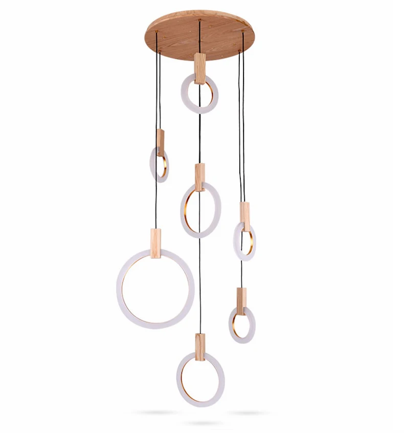 Lustre De Teto De Madeira Maciça, Lâmpada De Entrada Da Escada, Modern Bedroom Living Room Decorative Chandelier, Cozinha Sala De Jantar e Lâmpada Home