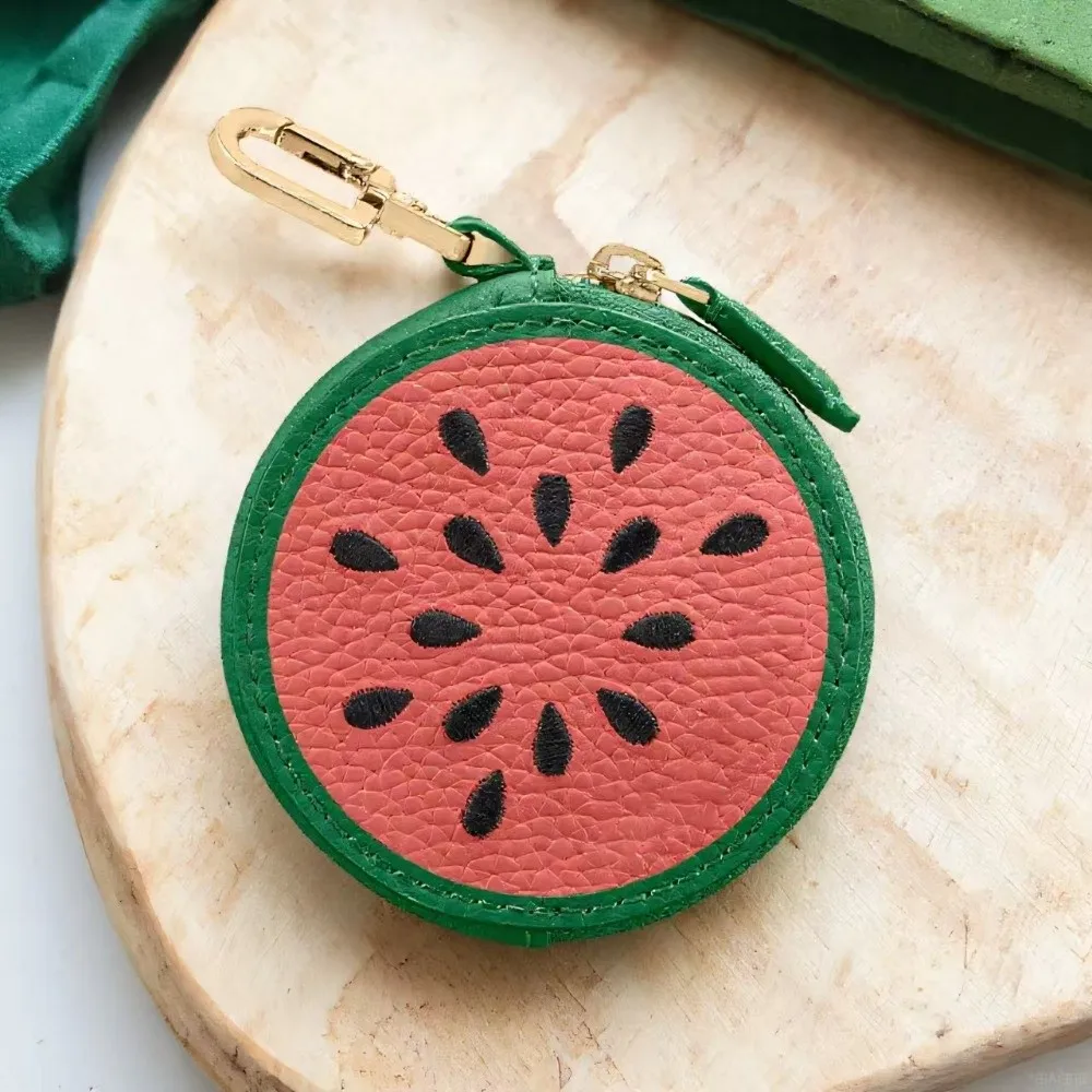 جديد بو الجلود جولة محفظة نسائية للعملات المعدنية الفاكهة شكل صغير الحجم مفتاح سلسلة لطيف سماعة حقيبة يد قلادة حقيبة سحر