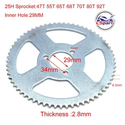 25H 47T 55T 65T 68T 70T 80T 92T  29MM Rear Sprocket Mini Moto ATV Quad Dirt Pit Pocket Bike Chopper 47CC 49CC