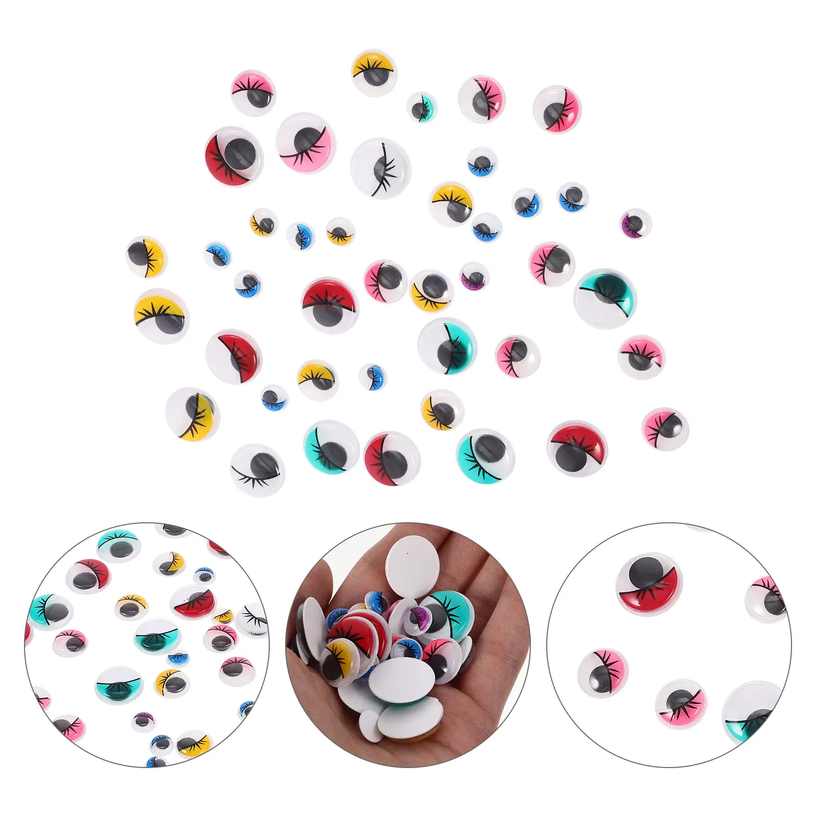 84 peças adesivos coloridos para moldura de cama com olhos móveis decoração de bola decalque de globo ocular de bebê plástico