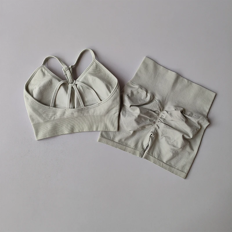 Po-Formende Fitness-Shorts Set für Damen, Elastische Atmungsaktive Schnelltrocknende Sportunterwäsche, Schöner Rücken Yoga-Anzug – Detail 10