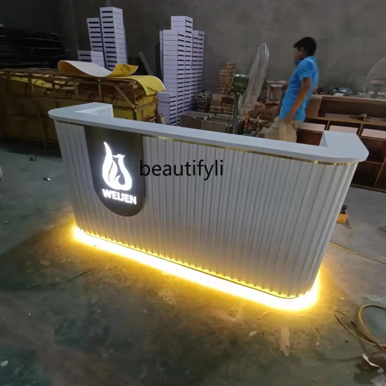 

Luminous reception desk company desk simple modern beauty salon hotel cashier