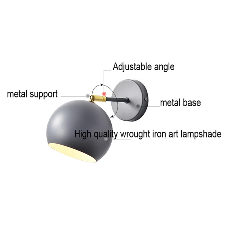 Nordic Semi Circle Adjustable Walls Lamp Modern Minimalist  Dining Room Lighting Living  Aisle Bedside Wall Light