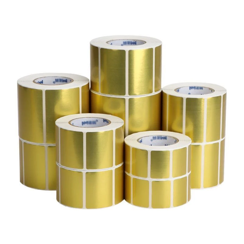 Thermal Gold Label Paper Sticker Barcode Waterproof Oilproof Stickers No Carbon Tape Required Direct Print Thermal Labels 1Roll