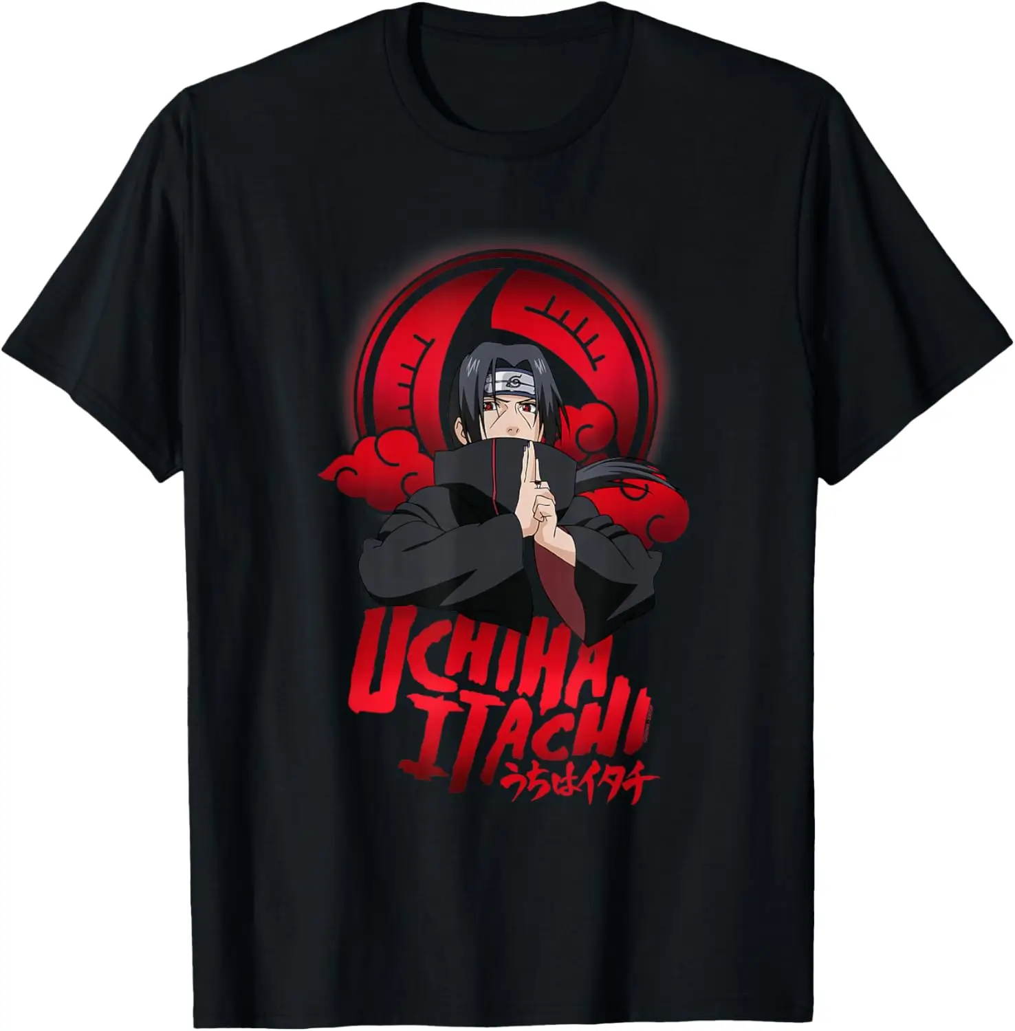 Naruto Uchiha Itachi Sharingan Symbol with Clouds Anime T-Shirt S-6XL