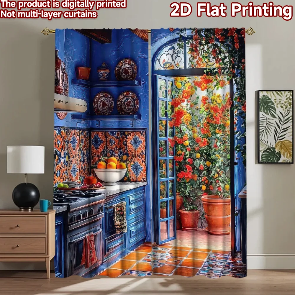 

1pc 2D flat Photography Backdrop Popular Photography Backdrop Bright Kitchen with Flowers 100% Polyester Party Decorations Use