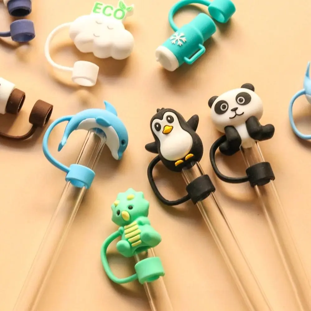 1PC Silicone Sealing Straw Plug Reusable Drinking Dust Cap Cartoon Plugs Tips Cover Suit Kitchen Cup DIY Accessories