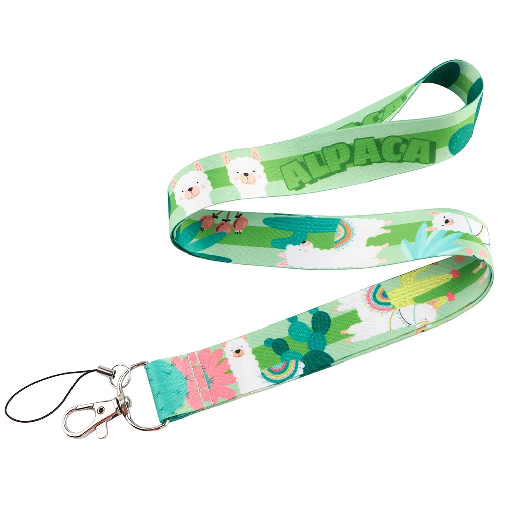 CB1392 Cute Alpaca Neck Strap Cactus Lanyard for Key ID Card Gym Cell Phone Straps USB Badge Holder DIY Neck Strap Hang Rope