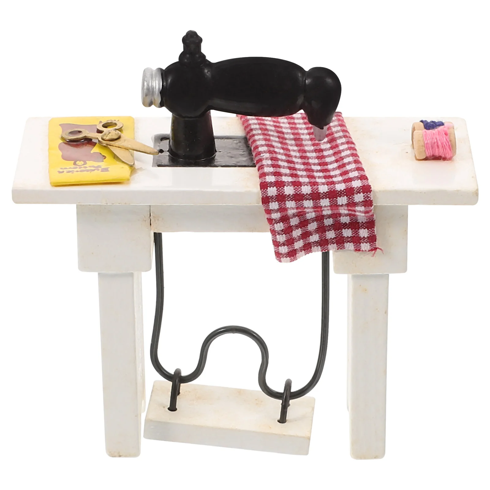 Mini Sewing Machine Model Tins Toy Dollhouse Miniatures Accessories Resin Decoration for Tea Light Container