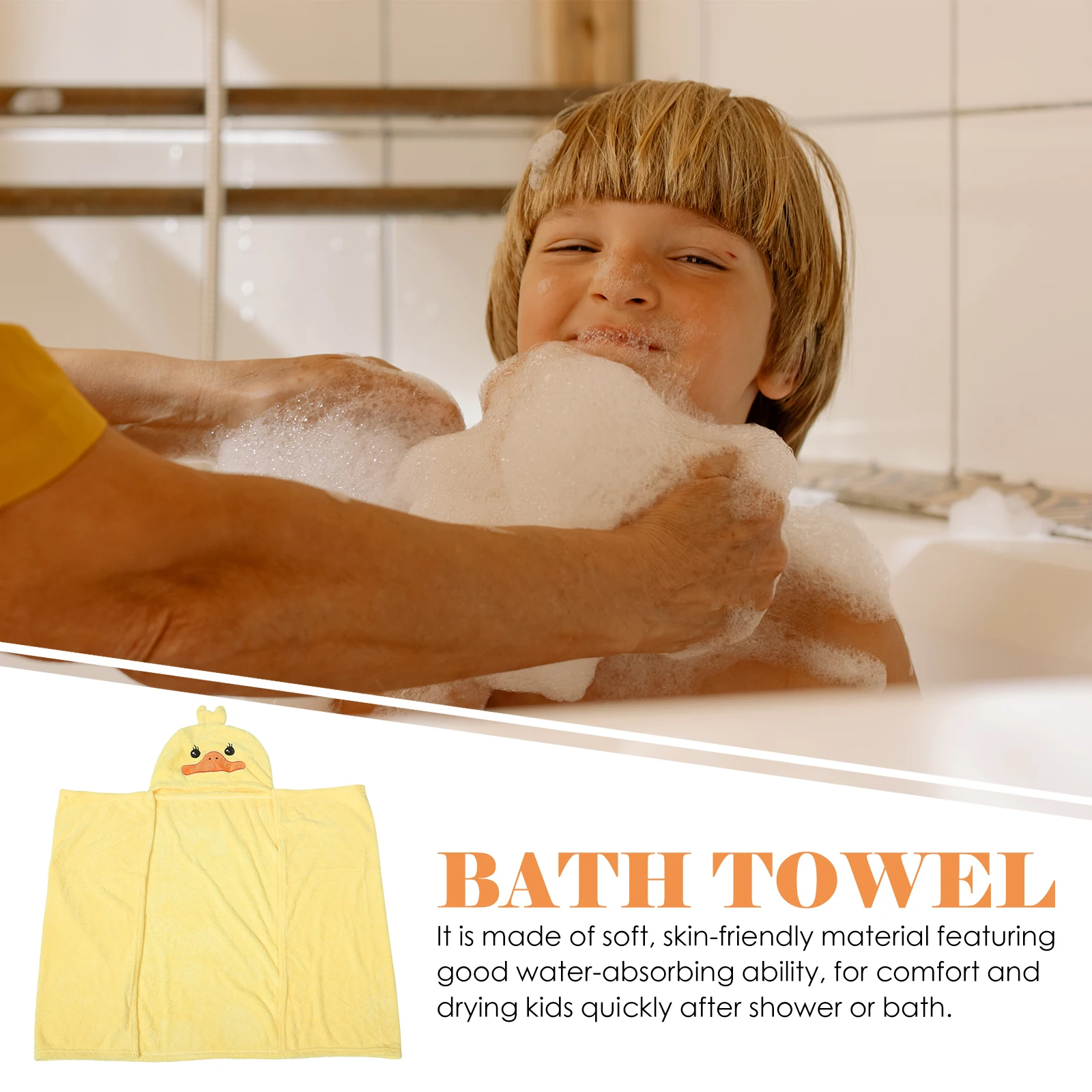 

Children's Bath Towel Cape Toddler Towels Kid Thicken Yellow Bathrobe Baby Kids