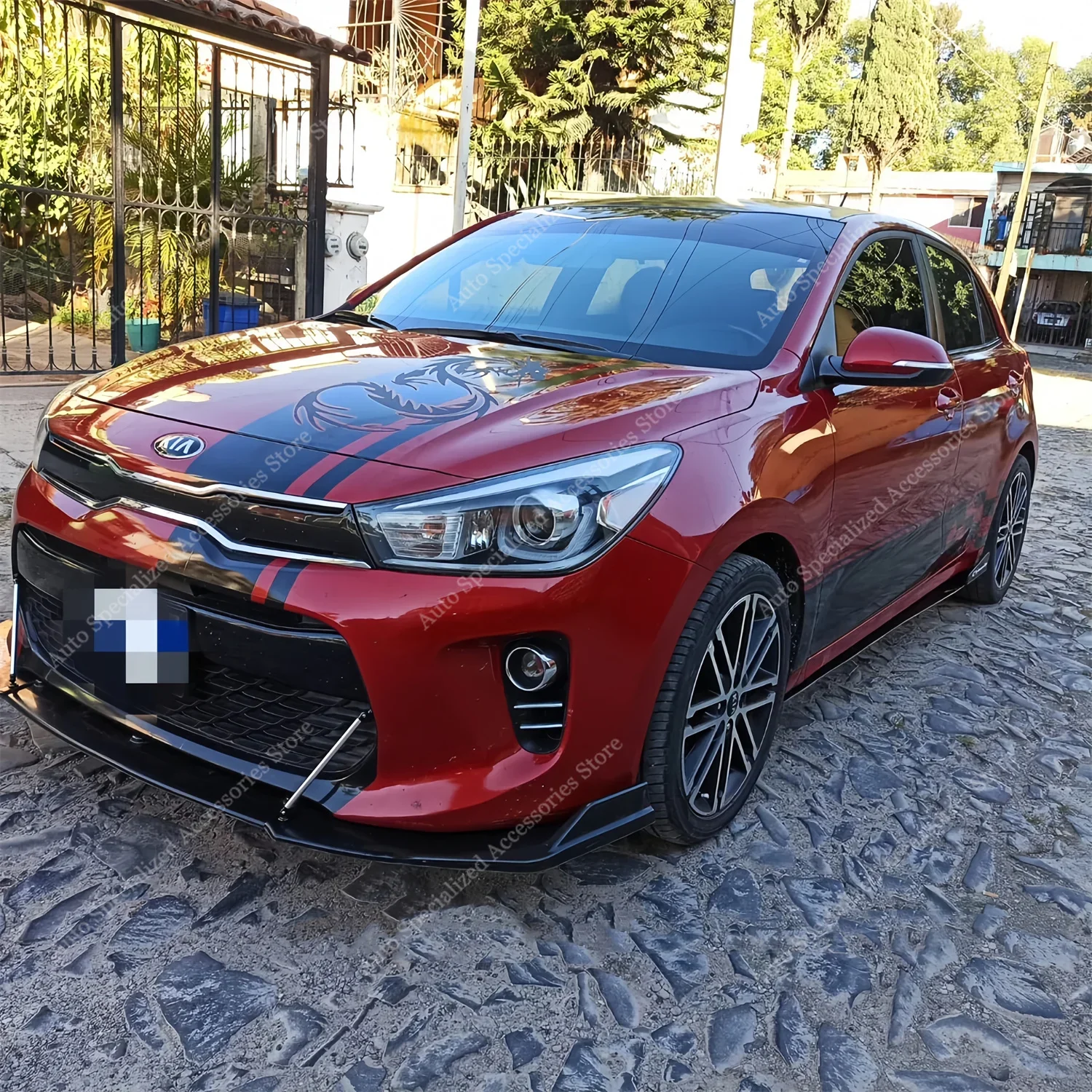 3PCS Gloss Black Front Bumper Lip Spoiler Splitter Diffuser Retrofit for KIA RIO YB/SC CRDI TGDI 2017-2020 Pre-Facelift Tuning