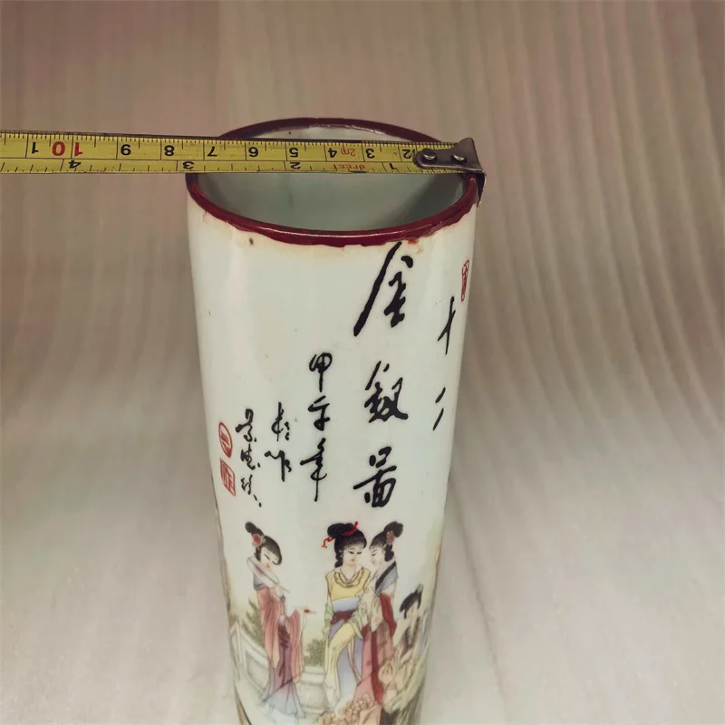 Pastel Chinese Old Porcelain Vase Ancient 12 Beauties Pattern Collectible Antique Decorative Home Decor