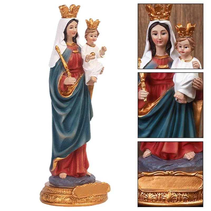 Mother Mary Statue Resin Virgin Mary Holding Jesus Statue Decorative Mary Figure Renaissance Collection Religious Gift Home