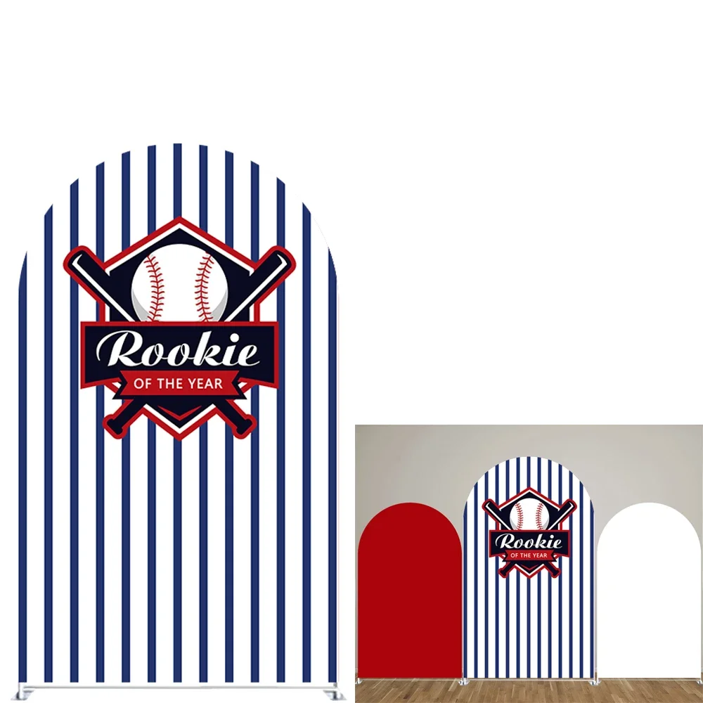 Pokrowce na tło z łukiem baseballowym w paski dla przyjęcia urodzinowe motyw sportowy, rekwizyty do dekoracji fotografii noworodka