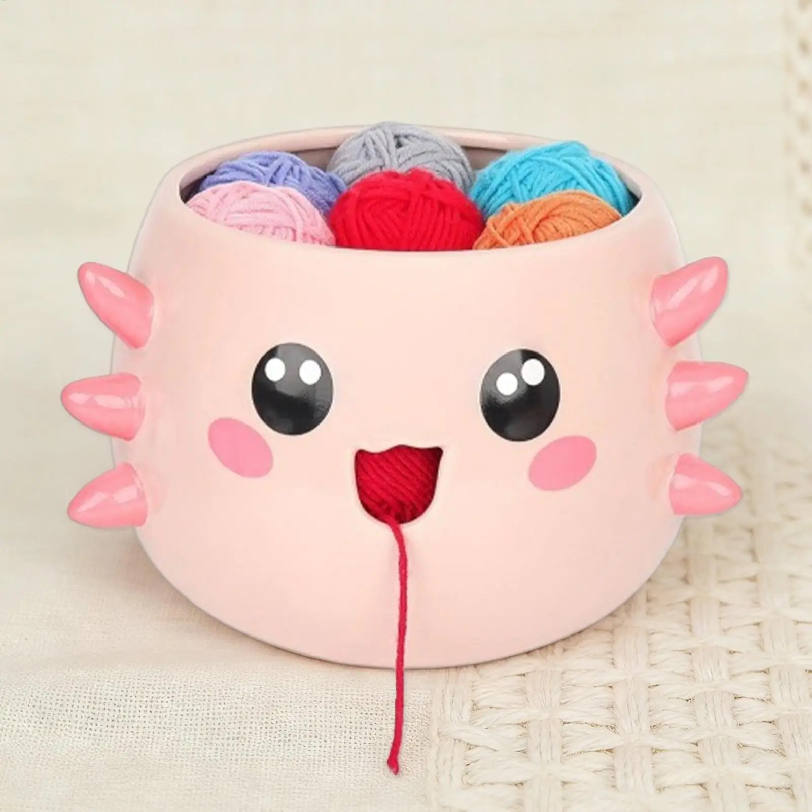 

Crochet Bowls for Yarn Cartoon Design Yarn Dispenser Knitting Organizer Storage Pot for Knitters Crocheters Beginners Supplies