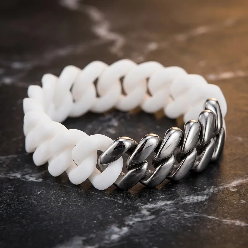 KALEN Kreatives Edelstahl-Armband mit kubischen Gliedern, lässiges Büro-Accessoire für Herren, modischer Schmuck, Party-Geschenk für den Freund – Detail 5