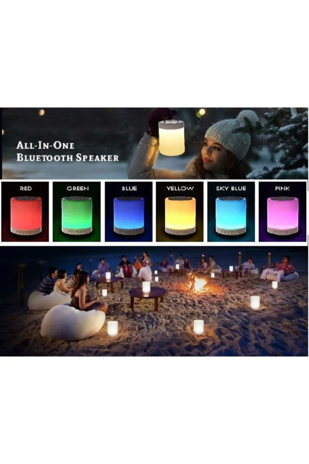 Lámpara táctil de luz nocturna, altavoz inalámbrico con Bluetooth, carga Usb, colorido, multifuncional, tendencia 2022