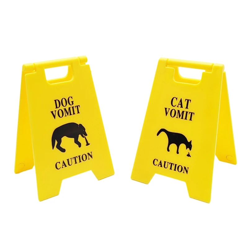 2Pcs Dog Cat Vomit Caution Sign Plastic Outdoor Garden Yard Lawn Pet Cat Vomit Warning Sign Bathroom Decoration