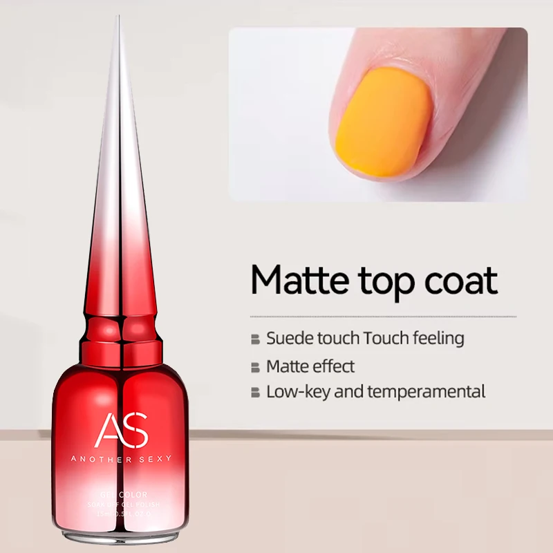AS 15 ml Diamond Top Coat Gel-Nagellack, Soak Off UV-LED-Gel-Nagellack, kein Abwischen, hochglänzendes, gehärtetes Decklack-Gel