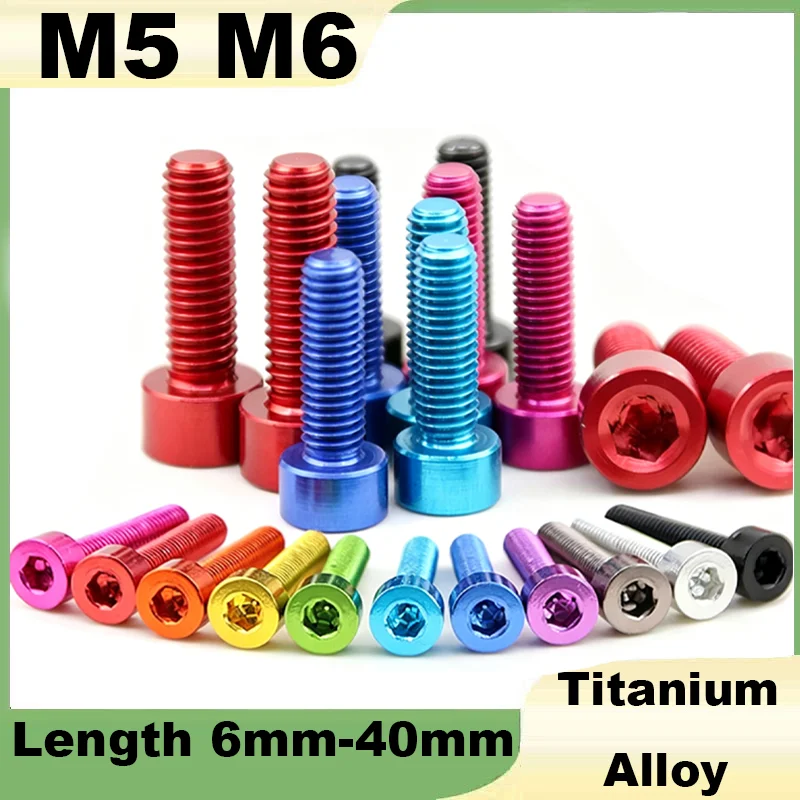 

5Pcs Aluminum Alloy Cap Head Screw M5 M6*6/8/10/12/15/20/25/30/40mm DIN 912 Colourful Hex Socket Machine Screw Bolts
