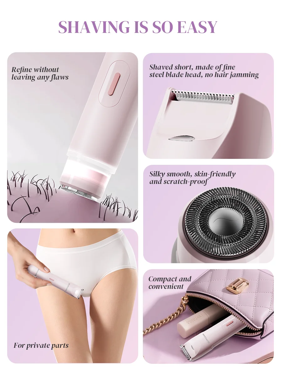 Doppelseitiger Keramik-Haarschneider für Damen, USB-Aufladung, für Gesicht, Körper, Arme, Oberschenkel und Bikinizone, Pflegeset – Detail 4