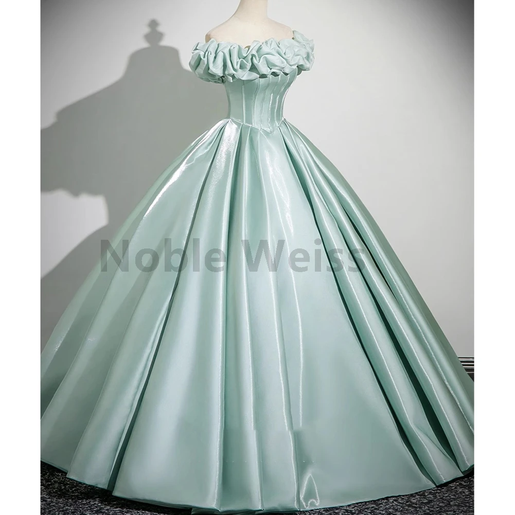 فساتين Quinceanera بدون أكتاف بطول الأرض من الأورجانزا على شكل حرف A فستان سهرة أنيق للنساء حسب الطلب