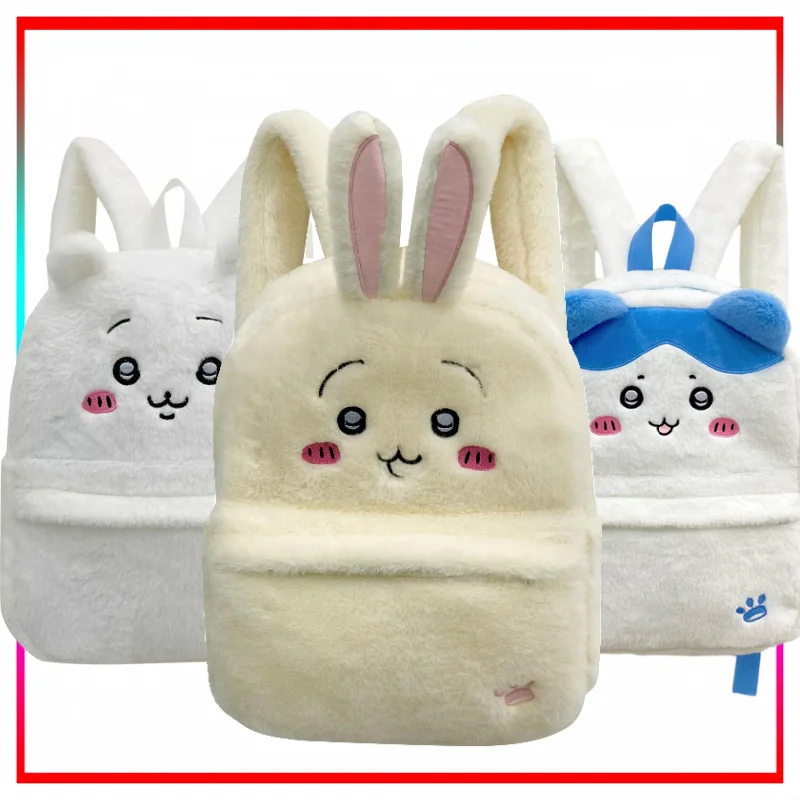 Sac à dos en peluche blanche, sac à bandoulière de dessin animé Usagi, grande capacité, rangement Portable, cadeau de vacances, déplacement quotidien polyvalent
