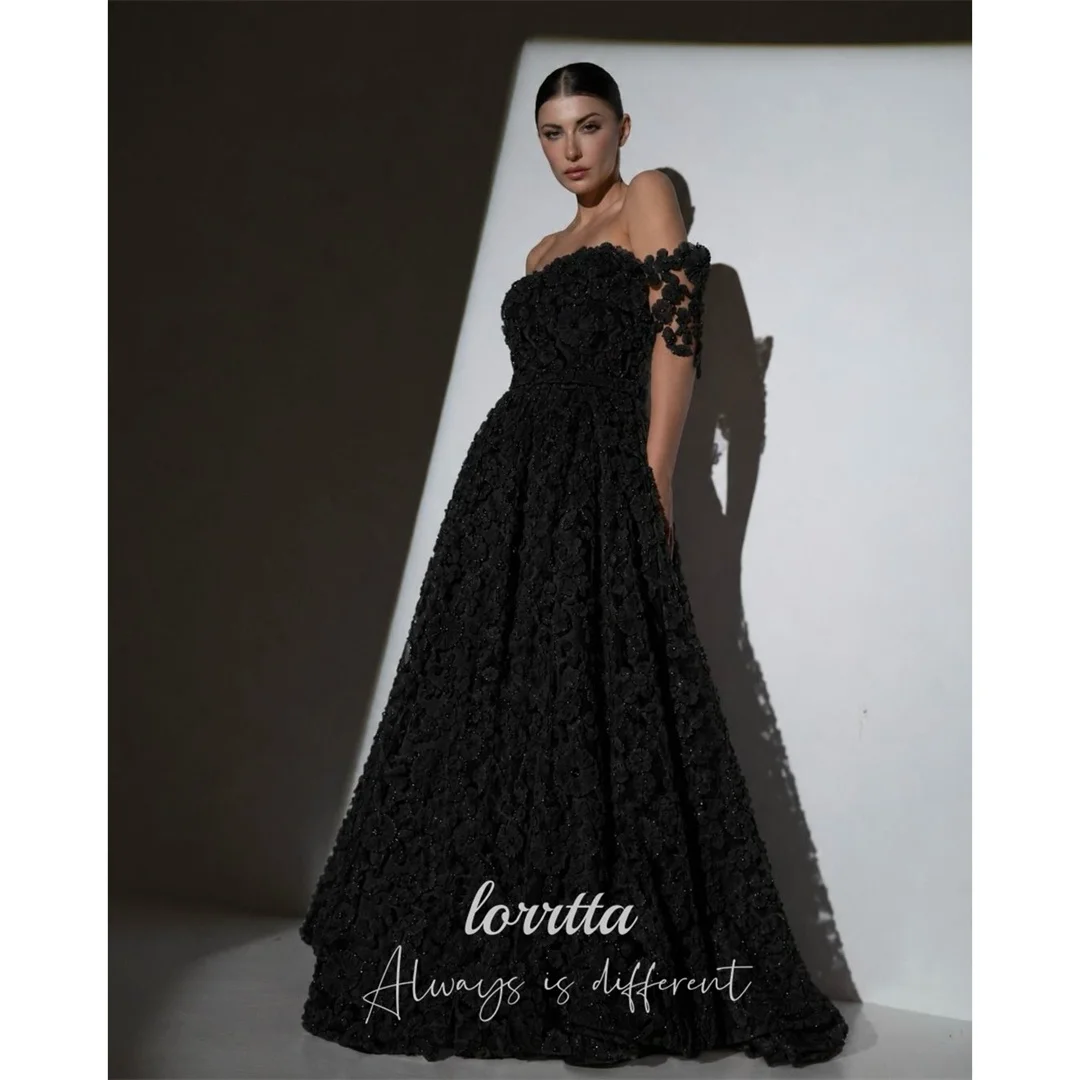 

Lorrtta Tulle Off The Shoulder Black Ball Gown Evening Dress 2026 Prom Dress Elegant Formal Evening Customized Robes de Soirée