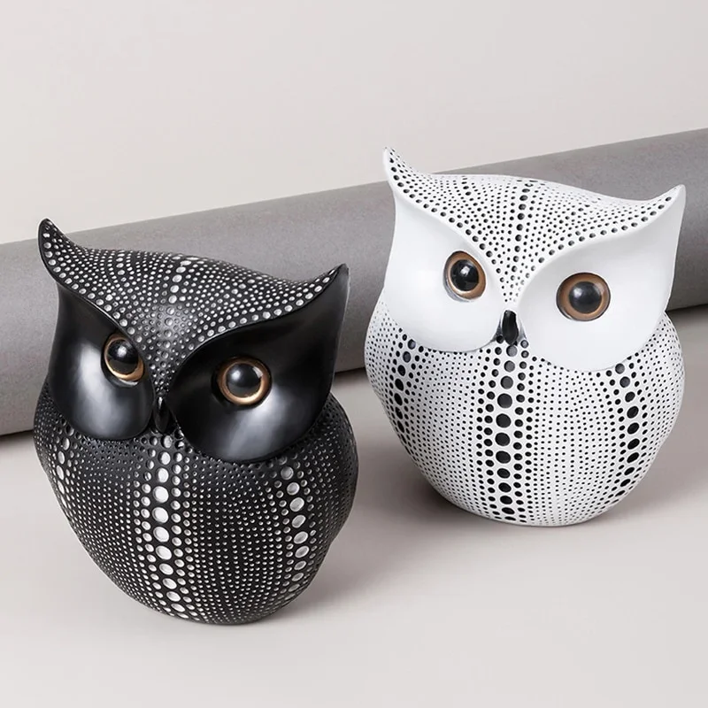 

Cute Resin Owl Statue Living Room Decoration Accessories Crafts for Home Figurines Miniatures Luxury Home Desk Ornament Gift