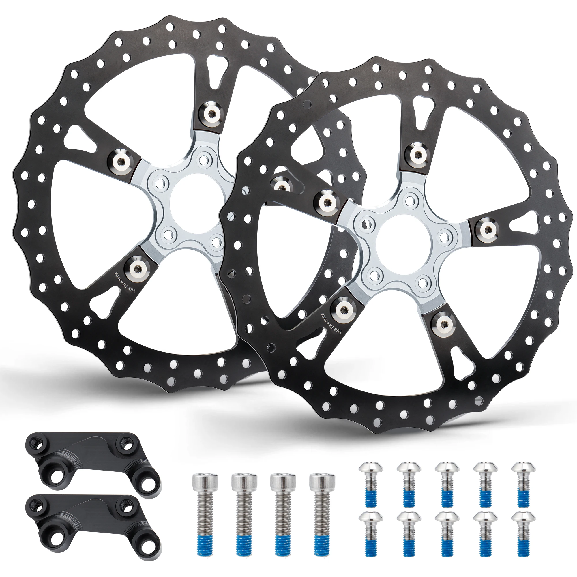 

Touring 14" Front Brake Dual Disc Floating Rotors 5mm Thickness for Harley 2008-Up Street Electra Road Glide Ultra Limited Trike
