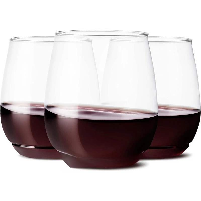 14oz Vino SET OF 12, Recyclable, Unbreakable & Crystal Clear Plastic Wine Glasses, 12 Count (Pack of 1)