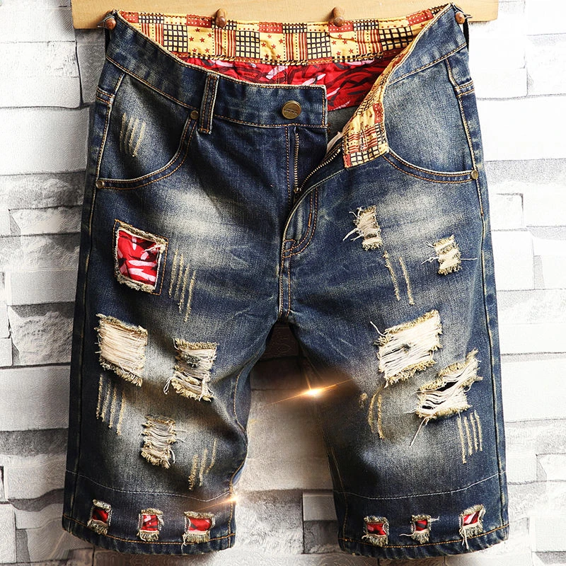 

Slim Male Denim Shorts Skinny Men's Short Jeans Pants Multi Color Black Ripped Korean Fashion Summer Jorts New In Retro Sale Cut