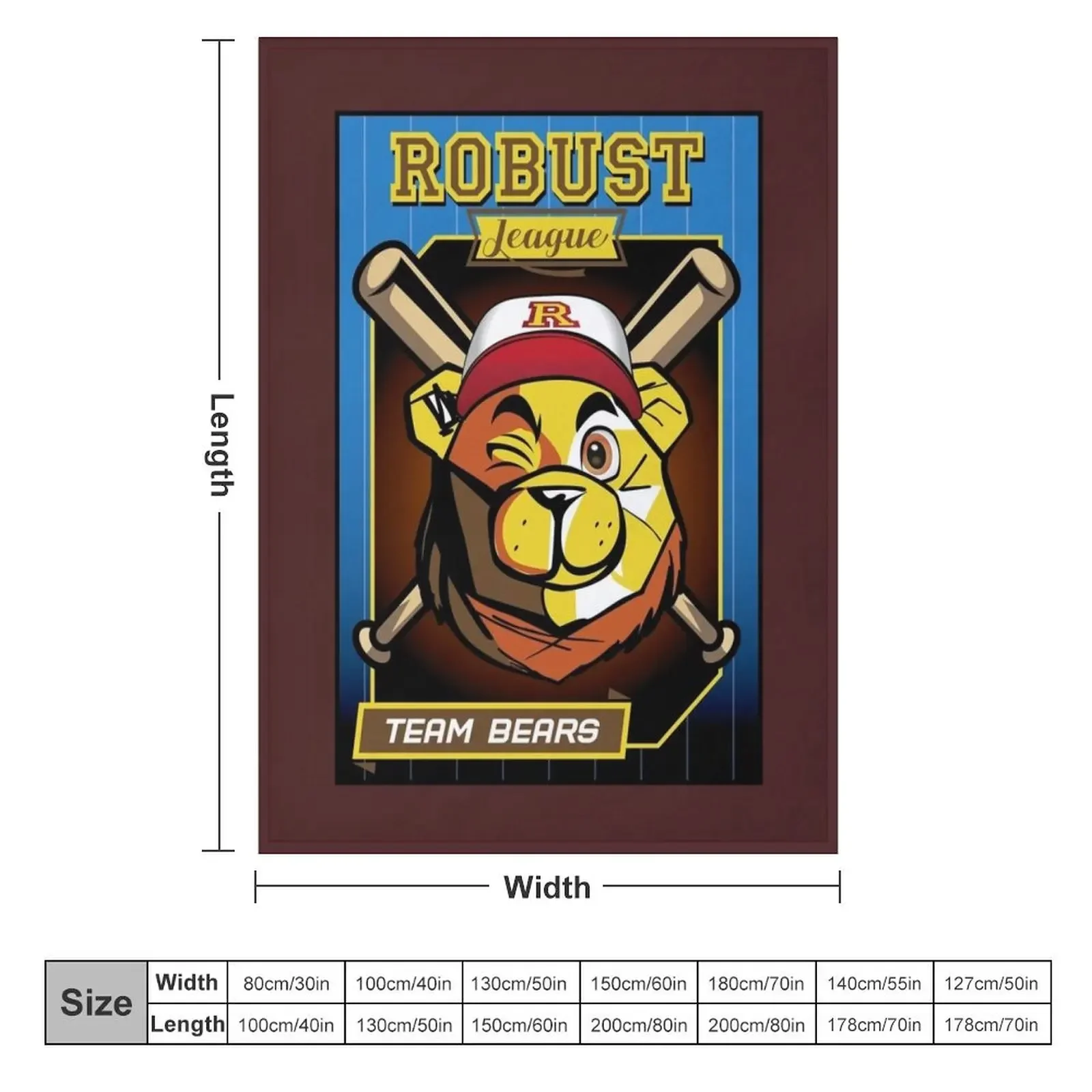 ROBUST BEAR BASEBALL CARD BEARS Throw Blanket Furry Fashion Sofas Blankets