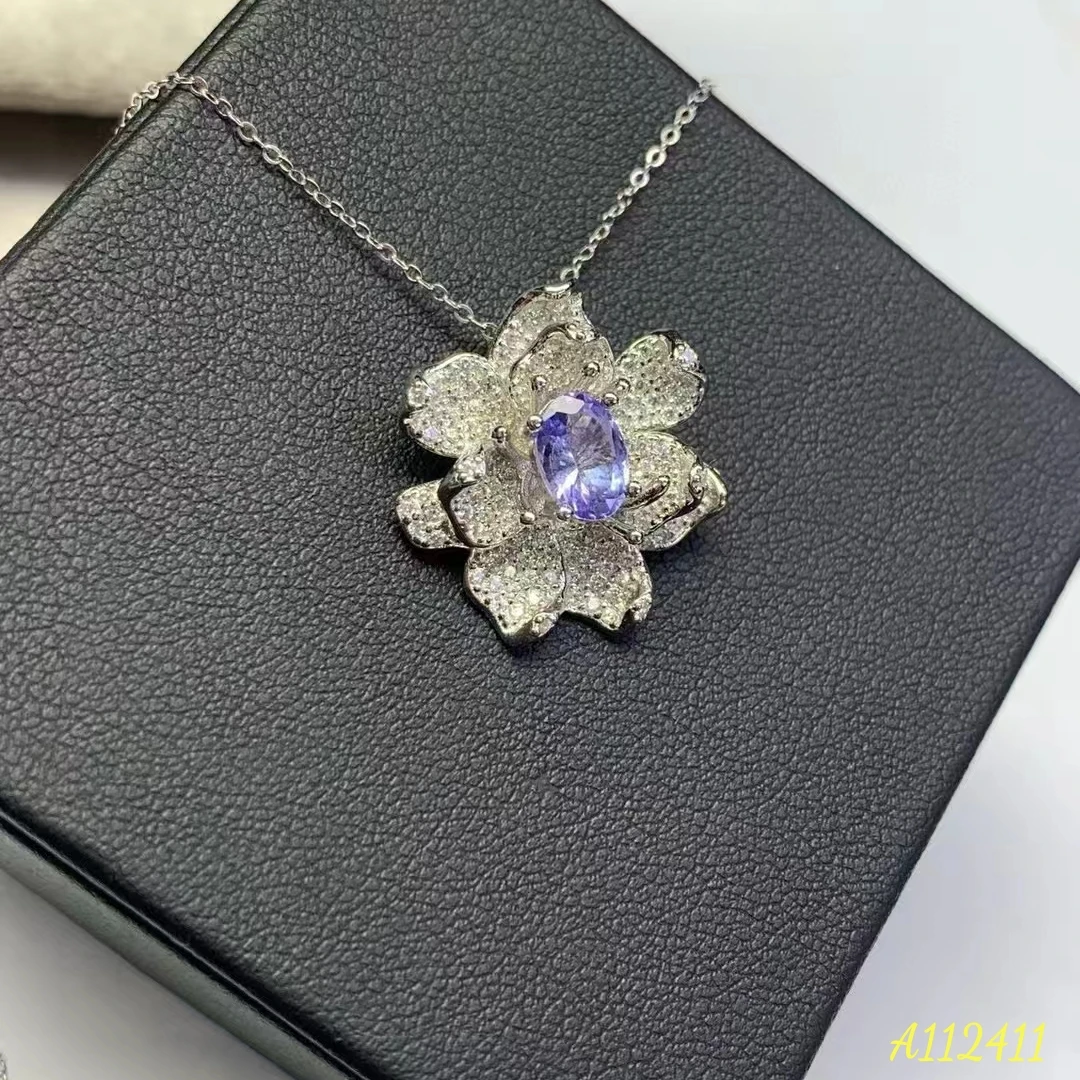 KJJEAXCMY Fine Jewel Natural Tanzanite Women's Pendant S925 Pure Silver Exquisite Inlaid High Clarity Gem Support Testing