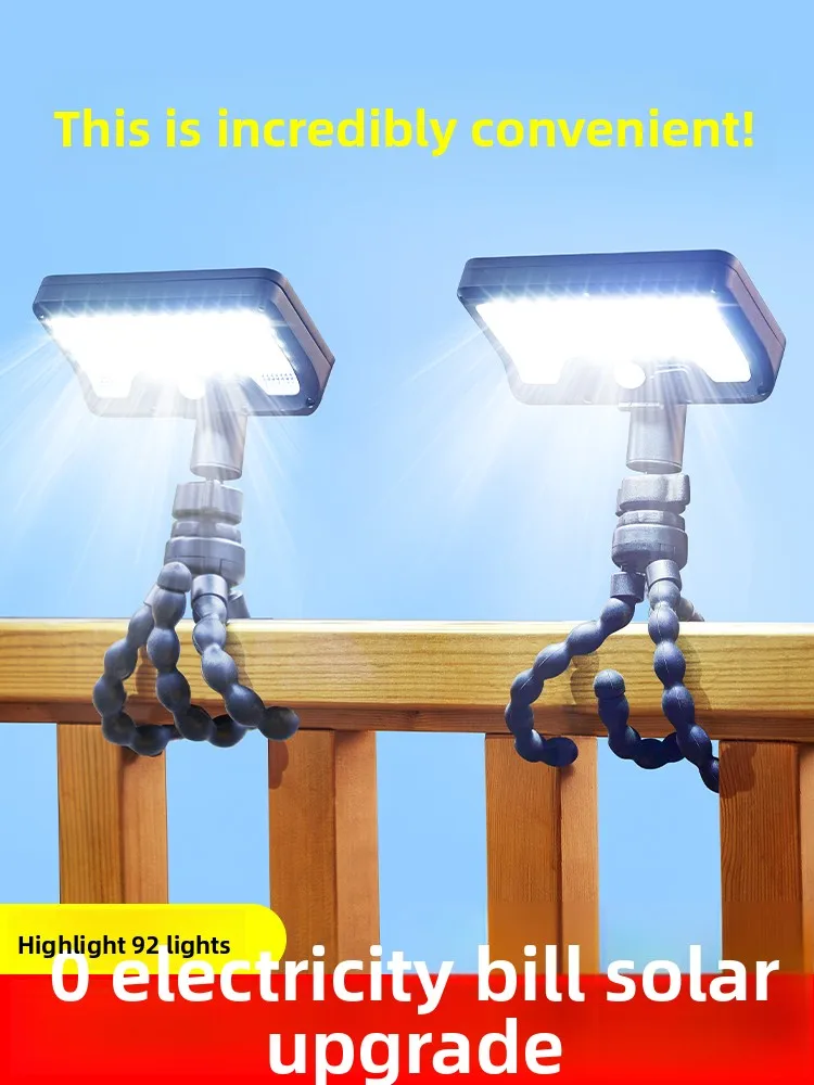 2026 new solar lighting outdoor courtyard human body induction clip light yard balcony super bright wall hanging light