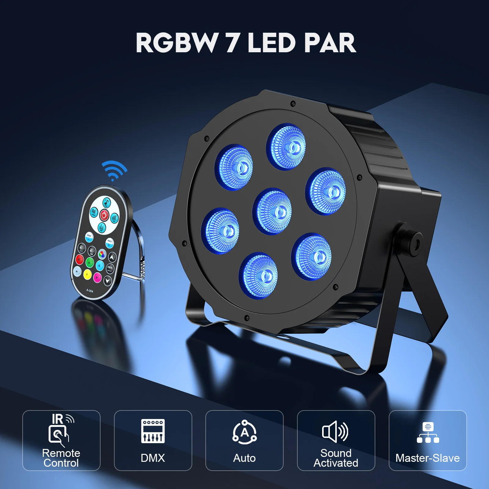 U'King 4er-Set 7x10W RGBW LED Par-Scheinwerfer DMX512 Fernbedienung Strobe/Fade/Jump Bühnenbeleuchtungseffekt für DJ-Shows, Konzerte, Hochzeiten
