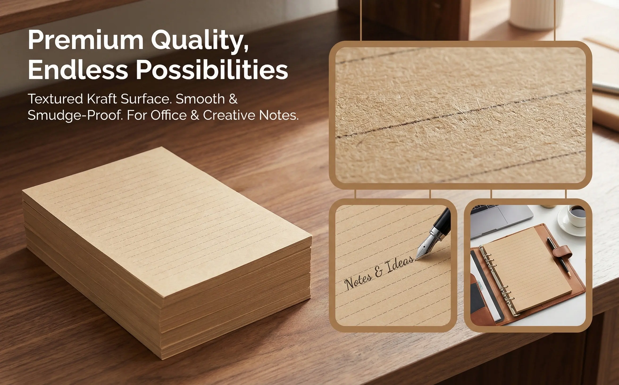 Vintage Kraft Letter Writing Paper – 100 Sheets Lined Stationery for Calligraphy, Notes & Journaling