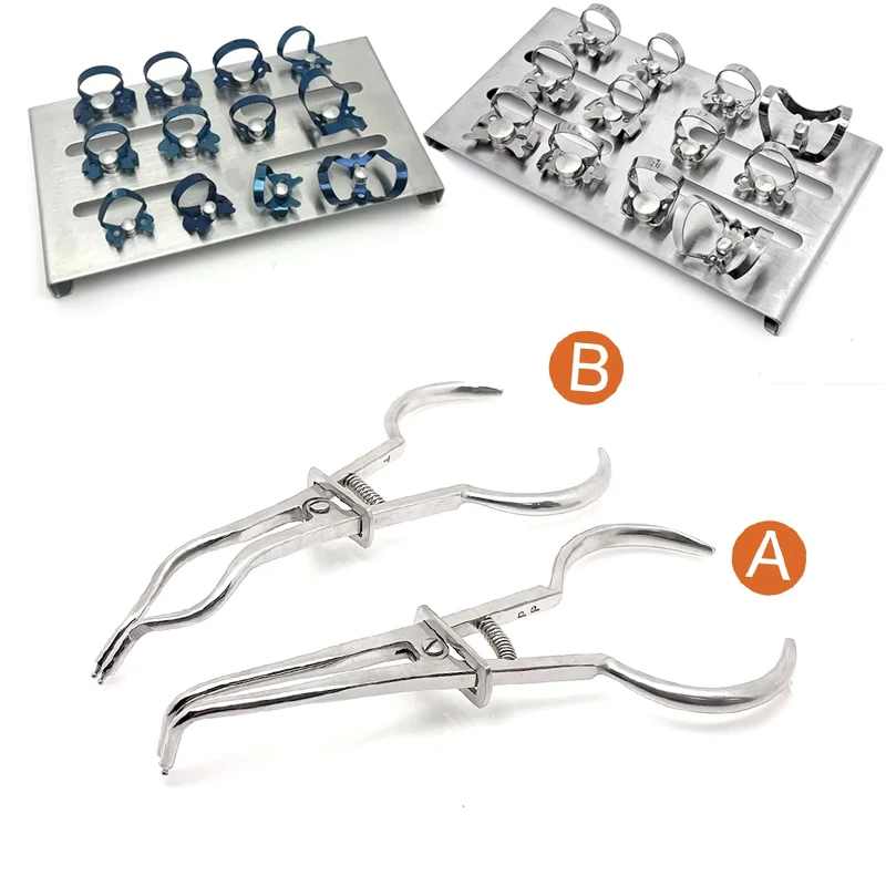 

Dental Rubber Dam Clamps Forceps Set Stainless Steel Endodontic Clips for Molar Restorative Root Canal Treatment