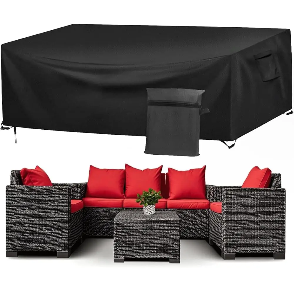 

Patio Outdoor Furniture Covers Waterproof, Heavy Duty 600D Ox Outdoor Sectional Sofa Set Table And Chairs Set Covers (Black,