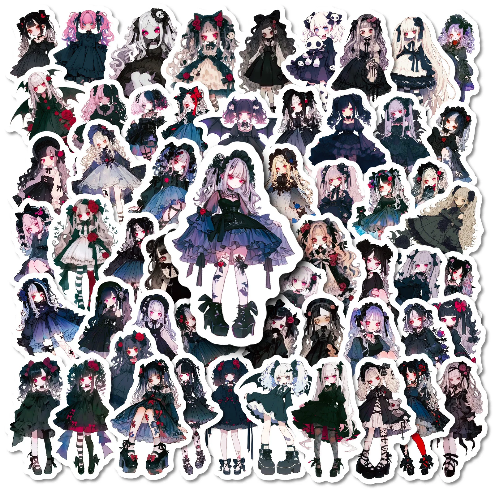 

56Pcs New Gothic Style Little Witch Graffiti Stickers Personalized Cartoon Girl DIY Guitar Refrigerator Phone Planner Supplies