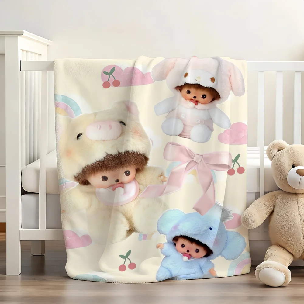 

Cute Kawaii M-Monchhichi Blanket Soft and Skin Friendly For Couch Bed Napping Bedspread All Seasons Comforter