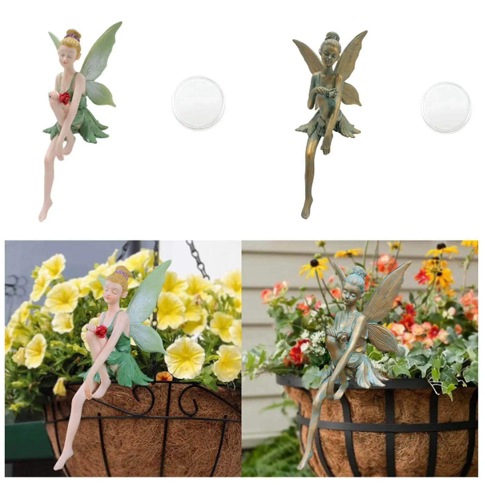 

Садовая статуя сидящей феи, декор цветочного горшка из смолы для наружного и внутреннего использования