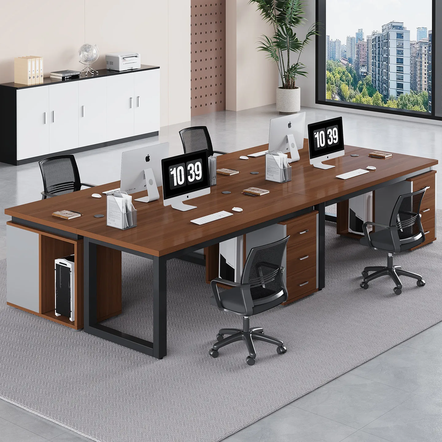 

Desk boss table staff seat single double table and chair combination desktop with drawers computer table