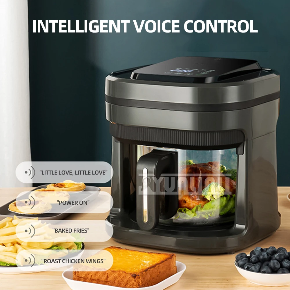 Household Intelligent Large Capacity Air fryer Multifunctional Electric glass Visual Air fryer