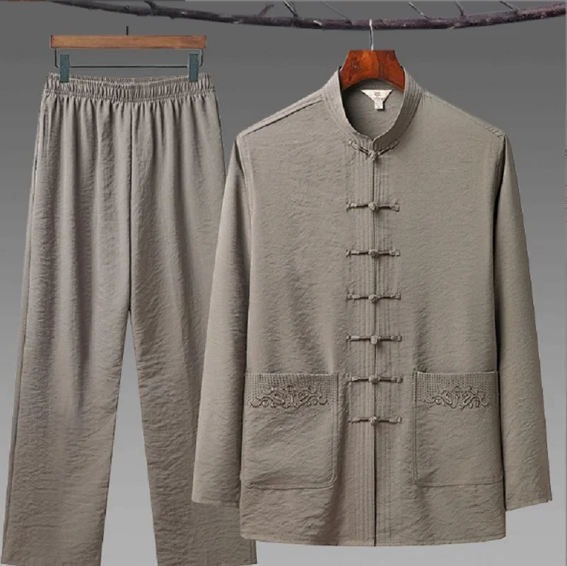 

2026 New Spring Autumn Chinese Style Kung Fu Set Comfort Long Sleeve Pajamas Men Women's Casual Sport Tai Chi Hanfu Tang Suits