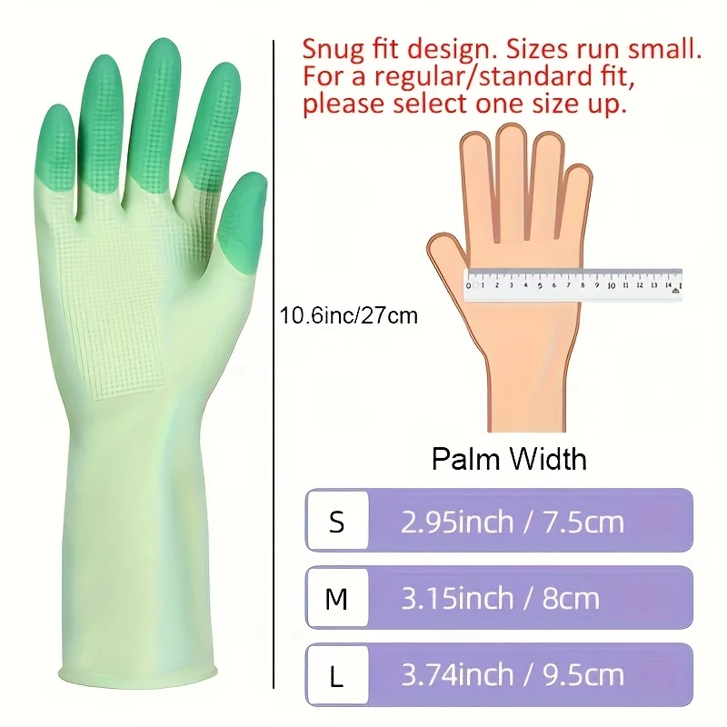 1Pair Silicone Dishwashing Home Cleaning Gloves Kitchen Supplies Anti Slip Convenient Long Dishwashing Gloves Reusable Durable