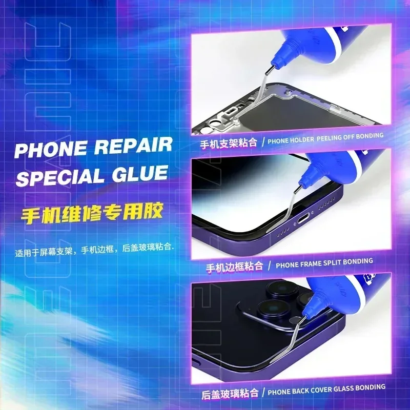 60ml MECHANIC SUPER X Nano Phone Repair Adhesive Black/Transparent Outer Screen Back Cover Repair Sealant Repair Tool